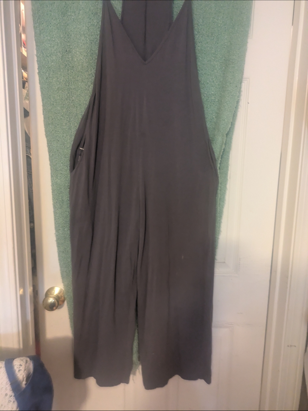 Sleeveless Wide-Leg V-Neck Jumpsuit in Charcoal